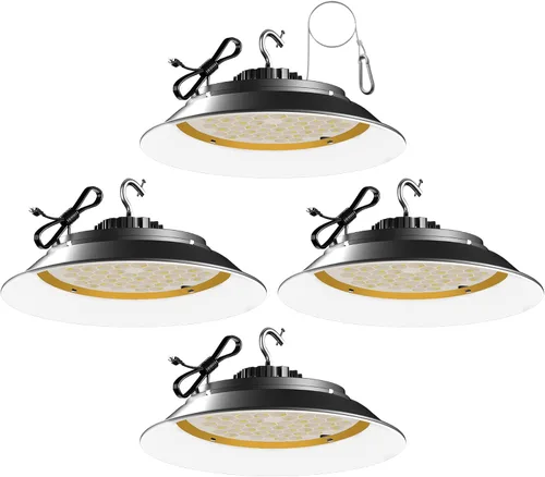Vista 8 de Lightdot Smart 200W LED High Bay Light 30000lm UFO High Bay Shop Light, AC100-277V 5000K Luz de día con enchufe para granero/garaje de 22-32 pies