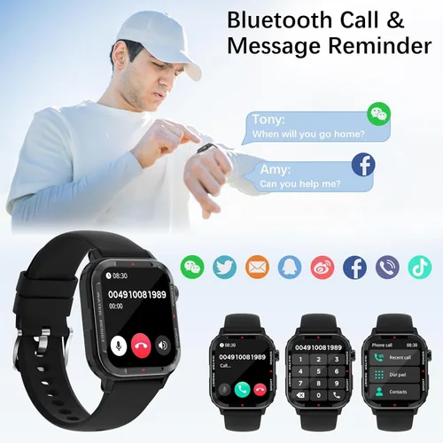 Vista 2 de Relojes inteligentes para hombres (respuesta/hacer llamadas), rastreador de fitness con 123 modos deportivos, monitor de frecuencia cardíaca, Spo2