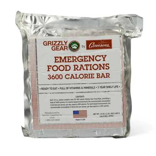 Vista 3 de Grizzly Gear Raciones alimenticias de emergencia, caja de diez barritas de vainilla de 3600 calorías, suministro de valor para 30 días, 4 semanas