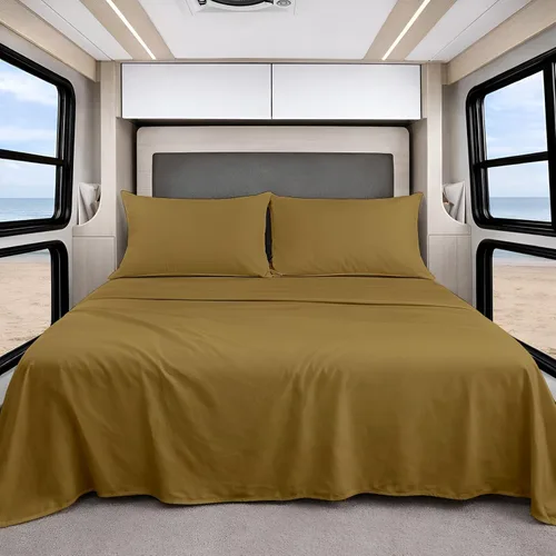 Vista 12 de Shreem Linen Short King - Sábanas de 72 x 75 pulgadas, 100% algodón egipcio, juego de ropa de cama de 4 piezas, se adapta a colchones de caravana