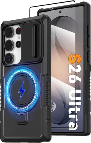 Vista 77 de Funda magnética para Samsung Galaxy Note 20 Ultra con soporte de anillo [con protector de pantalla] [Compatible con carga inalámbrica MagSafe] Funda