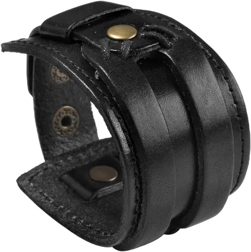 Vista 5 de zysta Punk Gótico Mens Pulsera Piel auténtica Cuff Bangle pulsera 7.5"-8.5" Negro café Marrón