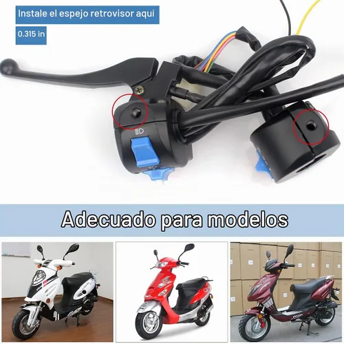 Vista 3 de Minho Scooter Chino Impermeable de Aluminio 7/8'' 22mm Conjunto de Ensamblaje de Control de Interruptor de Manillar Lado Izquierdo Derecho