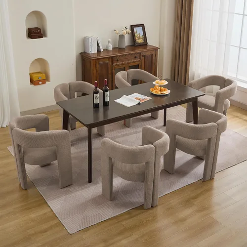 Vista 13 de adochr Modernas sillas de comedor de barril, silla de comedor tapizada de lino con patas de madera, sillas decorativas con brazos, cómodos sillones