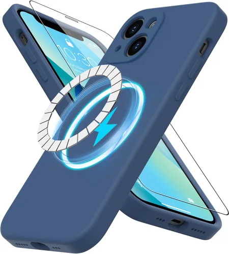 Vista 43 de DEENAKIN Funda magnética de silicona para iPhone 12 Pro con protector de pantalla, compatible con MagSafe, protección de cámara, funda protectora