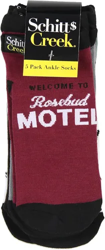 Vista 2 de CultureFly Schitts Creek Merchandise Rosebud Motel Cafe Tropical Rose Boticary Paquete de 5 calcetines de tobillo que combinan y combinan