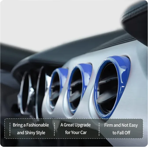 Vista 5 de RT-TCZ Anillo de cubierta de ventilación de salida de aire acondicionado para consola central, accesorios interiores para Ford Mustang 2015-2022, 3