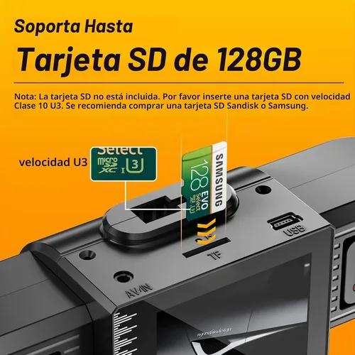 Vista 7 de iiwey T1-pro - Cámara de salpicadero frontal y trasera interior de 3 canales 1080P, cámara de salpicadero ajustable para automóviles con 8 lámparas