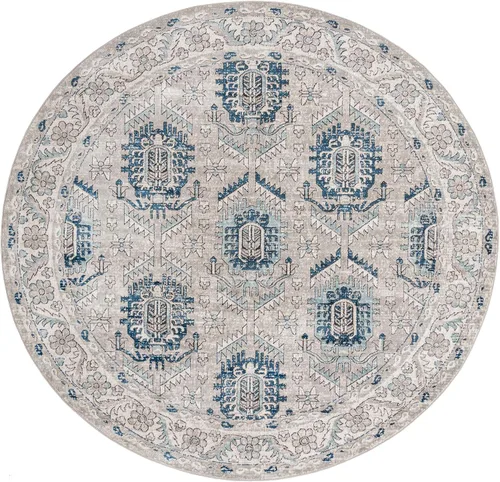 Vista 3 de Unique Loom Nyla Collection - Alfombra de área - Princesa (10 pies, redonda, gris/marfil)