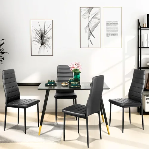 Vista 2 de Homy Casa Juego de 4 sillas de comedor de poliuretano, juego de 4 sillas de cocina de poliuretano, patas de metal para sala, cena, cocina