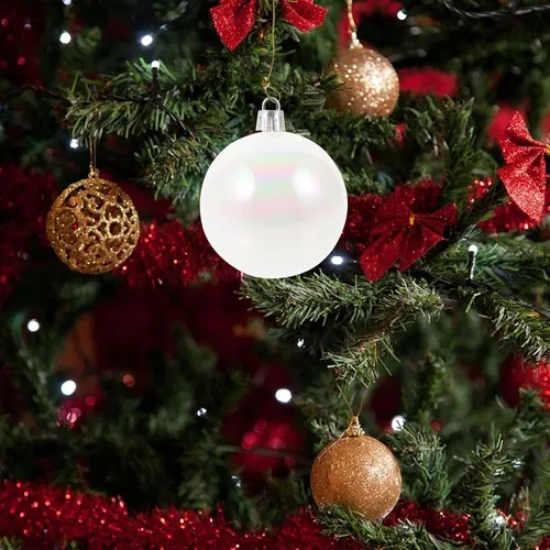 Vista 3 de Garneck 12 bolas de adornos de Navidad iridiscentes, de plástico, inastillables, esferas de Navidad, árbol de Navidad, adornos colgantes