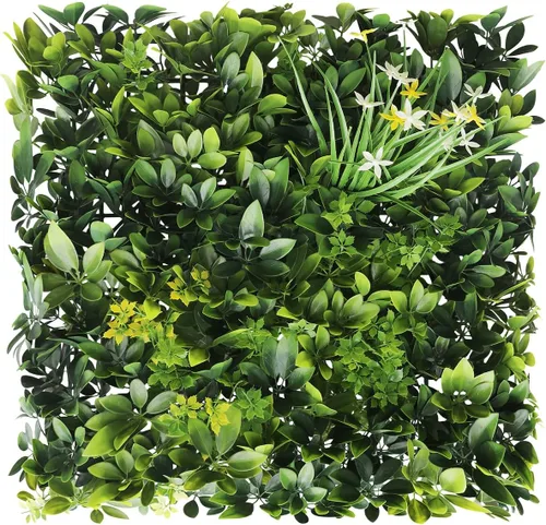 Vista 21 de ECOOPTS Rejilla de privacidad de hiedra sintética, paneles artificiales de boj de 20 x 20 pulgadas, plantas de seto topiario para decoración de #3