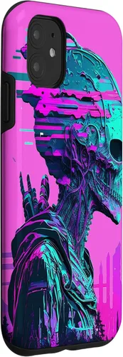 Vista 12 de iPhone 14 Pro Max Cool Retro Alien Sunset Tropical Trippy Vaporwave Sky Art Case