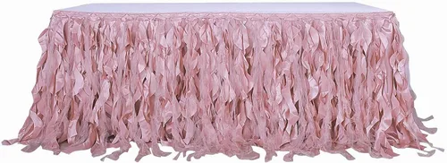 Vista 7 de Efavormart - Falda de mesa de tafetán de sauce rizado de 14 pies para cocina, comedor, catering, boda, fiesta de cumpleaños, eventos, color rosa