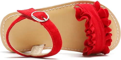 Vista 5 de Otter MOMO Girls Sandals Open Toe Princess Flat Sandals with Ruffle Summer Sandals