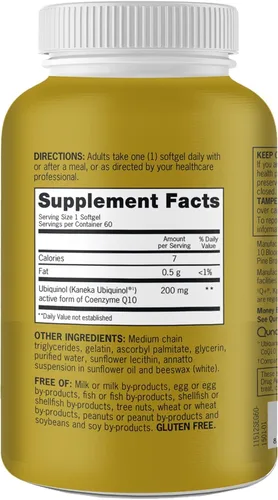 Vista 11 de Qunol Ubiquinol CoQ10 cápsulas blandas de 200 mg, potente antioxidante para la salud cardíaca y vascular, esencial para la producción de energía