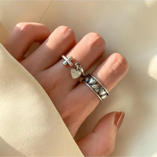 Vista 5 de 925 Sterling Silver Ring Minimalist Adjustable Rings Band Handmade Rings for Women Girls