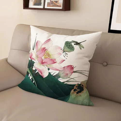 Vista 5 de Funda de almohada con estampado digital de loto zen chino, diseño de doble cara para sofá, sala de estar, decoración de dormitorio