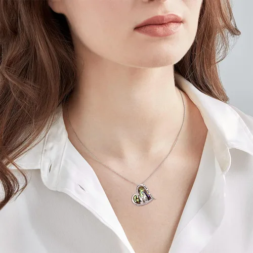 Vista 5 de TANGPOET Sea TurtleDolphinMermaidPenguin Necklace Sterling Silver Heart Moonstone Pendant Necklace Ocean Animals Jewelry Mothers Day Birthday Gifts
