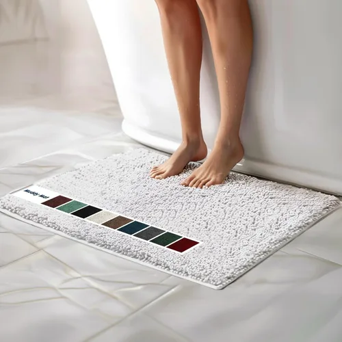 Vista 23 de Muddy Mat Alfombras de Baño de Chenilla de Microfibra de Secado Rápido Antideslizantes Lavables, Extra Gruesas, Suaves y Altamente Absorbentes Gris