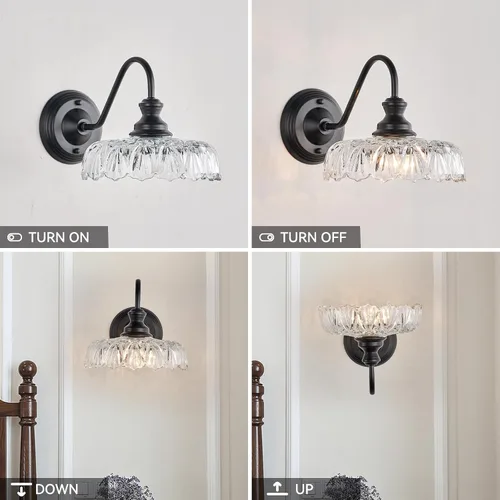 Vista 5 de HDDFL Aplique de pared moderno lámpara de mesita de noche lámpara de pared negra mate accesorios de iluminación para recámara accesorios