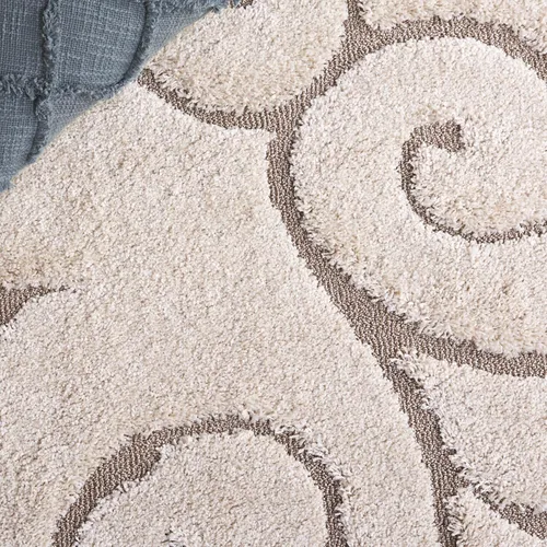 Vista 5 de SAFAVIEH Florida Shag Collection - Alfombra decorativa, 2 x 3 pies, color crema y beige, diseño de volutas, no desprende pelusa y fácil de limpiar