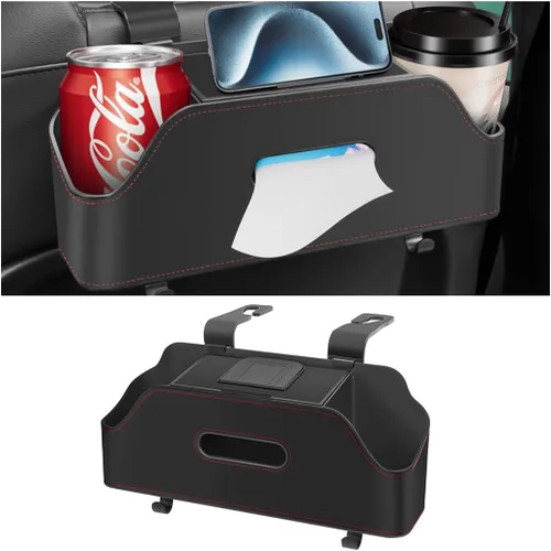 Vista 8 de zipelo Organizador de Apoyo de Cabeza y Asiento Trasero para Coche con Portavasos, Caja de Almacenamiento Colgante Multifuncional para Asiento