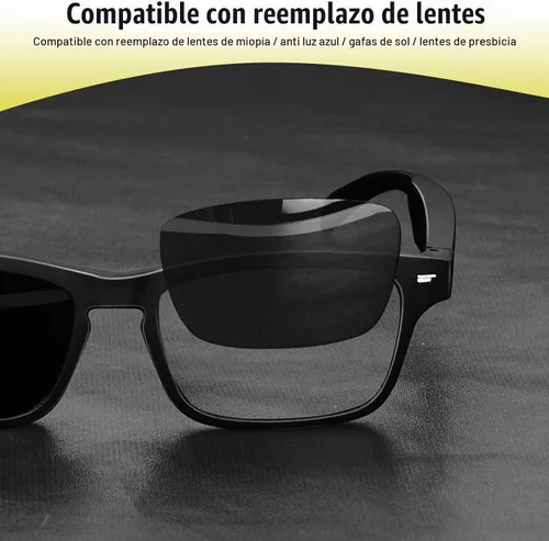Vista 7 de Lentes inteligentes con altavoz Bluetooth, lentes de sol polarizados, protección UV, control de voz, audio de oído abierto, micrófono HD