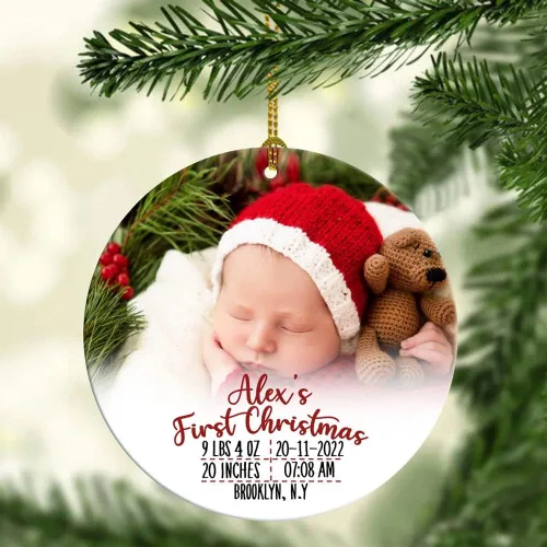Vista 9 de Adorno de Navidad personalizado para papá esperado 2023 – Adorno de Navidad con ultrasonido de protuberancia – Adorno con texto en inglés «I'll Be