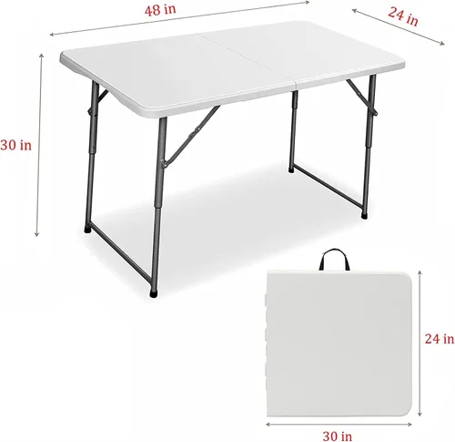 Vista 3 de NIUTA Mesa plegable de 4 pies, mesa plegable portátil, color blanco