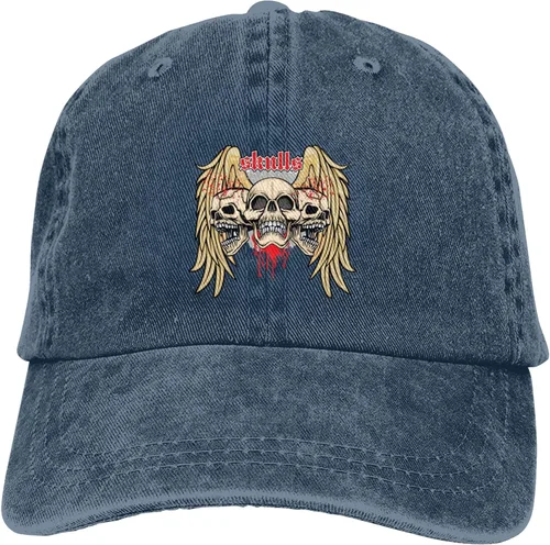 Vista 9 de Cowboy Hat Trendy Hats for Man and Women Djustable Four Season Outdoor Baseball Cap of Hell Skull with Angel Navy Blue