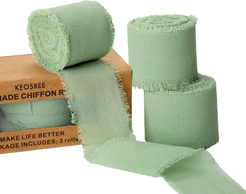 Vista 20 de KEOSREE 3 Rollos de Cinta de Gasa Negra Hecha a Mano, 1.5" x 21 Yardas Cintas de Seda con Flecos Deshilachados (3 Rollos *7 Yardas) para Envolver
