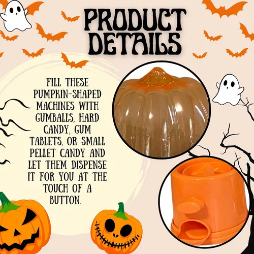 Vista 3 de A1U - Dispensador de dulces de plástico en forma de calabaza de Halloween de 6.5 pulgadas, organizador de almacenamiento para regalos de fiesta