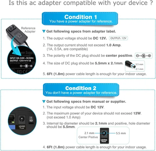 Vista 5 de [Listado UL] CHANZON 12V 1A 12W Fuente de alimentación AC DC Adaptador