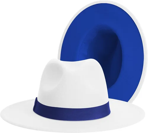 Vista 11 de Wide Brim Fedora Hats for Women & Men Classic Dress Panama Hat Adjustable Felt Hat with Band Todo beige.