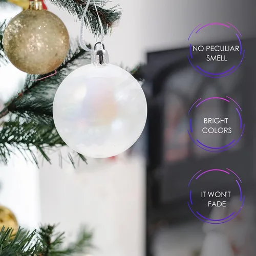 Vista 4 de Toddmomy 12 adornos de bolas de Navidad transparentes inastillables, bolas de Navidad iridiscentes, bolas de árbol de Navidad para fiestas