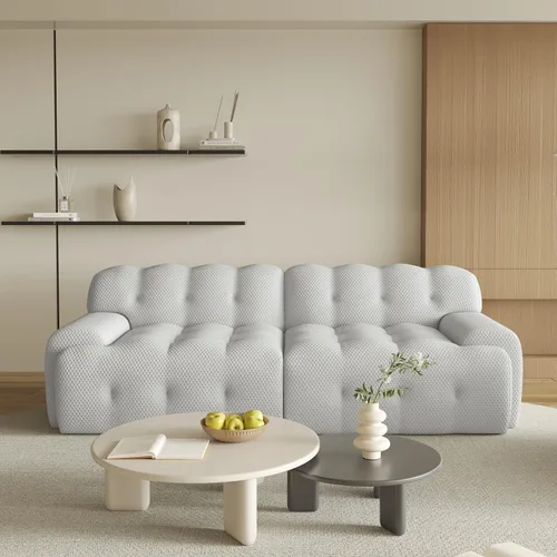 Vista 12 de Sofá modular modular de 86.6 pulgadas, sofá biplaza de gran tamaño, tela de malla 3D, cómodo sofá de nube, sofá curvado para sala de estar, oficina