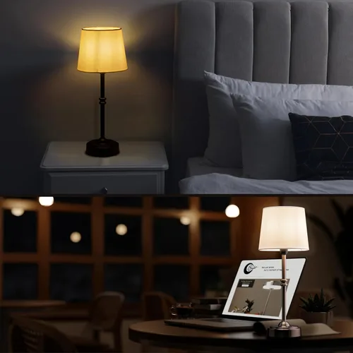 Vista 6 de O'Bright Seraph - Lámpara de mesa LED inalámbrica con atenuador, batería recargable integrada, brillo de 3 niveles, lámpara de mesa para patio