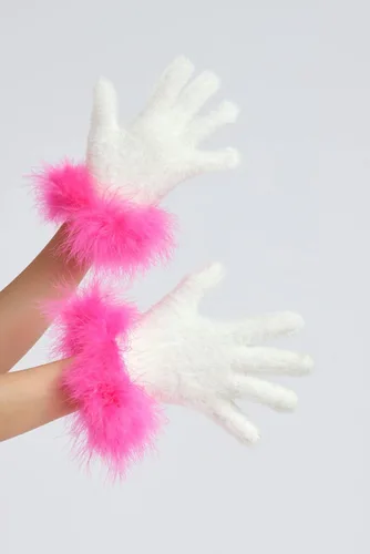 Vista 51 de Sahabowi Guantes de cuero para clima frío Manopla de lana cálida de invierno para mujeres