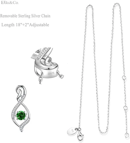 Vista 5 de Regalos de cumpleaños para mujeres, collar de amor infinito para esposa, mamá, piedras de nacimiento de septiembre, ópalo de zafiro azul, rosa