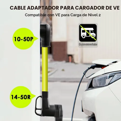 Vista 2 de Cable adaptador del cargador EV Campzlly, adaptador NEMA 10-50P a 14-50R, enchufe de 50A a 4 clavijas hembra, compatible con EV para carga de nivel