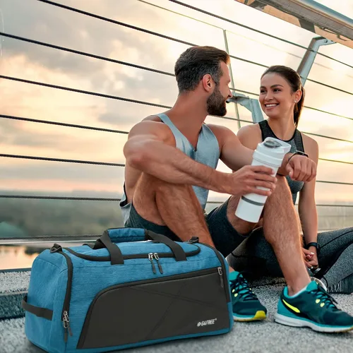 Vista 2 de G4Free Mochila de lona de 3 vías de 45L60L, bolsa de gimnasio con bolsillo húmedo y compartimento para zapatos, bolsa de lona para viajes