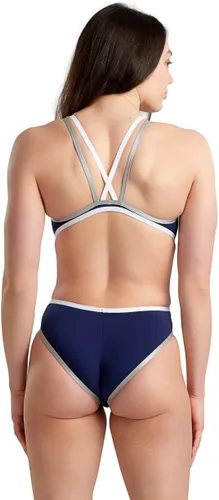 Vista 2 de Arena Traje de baño con espalda cruzada doble para mujer