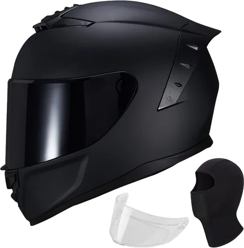 Vista 10 de Casco de motocicleta de cara completa, cascos para motocicleta de adultos, MG611, casco de motocicleta de carreras de calle con visera negra