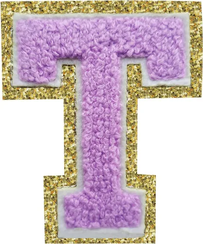 Vista 53 de 3Pcs Letter Patches Varsity Glitters Chenille,SPRT Iron on Blue Letter Patch,Alphabet Cloth Patch for Team Costume Decoration 3.1in Height S