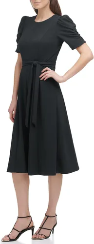 Vista 3 de DKNY Vestido camisero midi con nudo y manga para mujer
