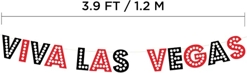 Vista 4 de Viva Las Vegas - Cartel con purpurina roja y negra preencordada, decoraciones de despedida de soltera para ella, suministros de fiesta, recuerdos