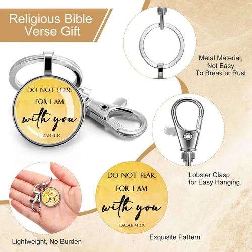 Vista 3 de Llavero religioso con versículo de la Biblia, llavero cristiano, regalos religiosos inspiradores para hombres y mujeres (estilo lindo, 18 piezas)