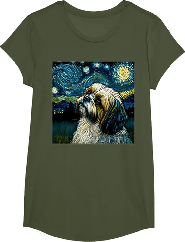 Vista 91 de Camiseta Surrealism Starry Night Shih Tzu Dog