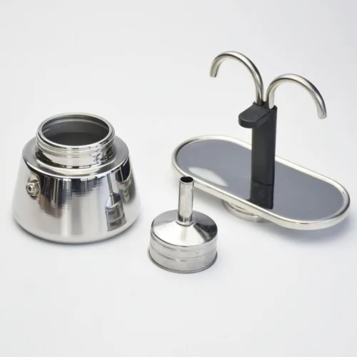 Vista 8 de Fdit Mini cafetera espresso para estufa, 2 tazas, acero inoxidable, cafetera italiana moca, 14.6 x 6.3 pulgadas